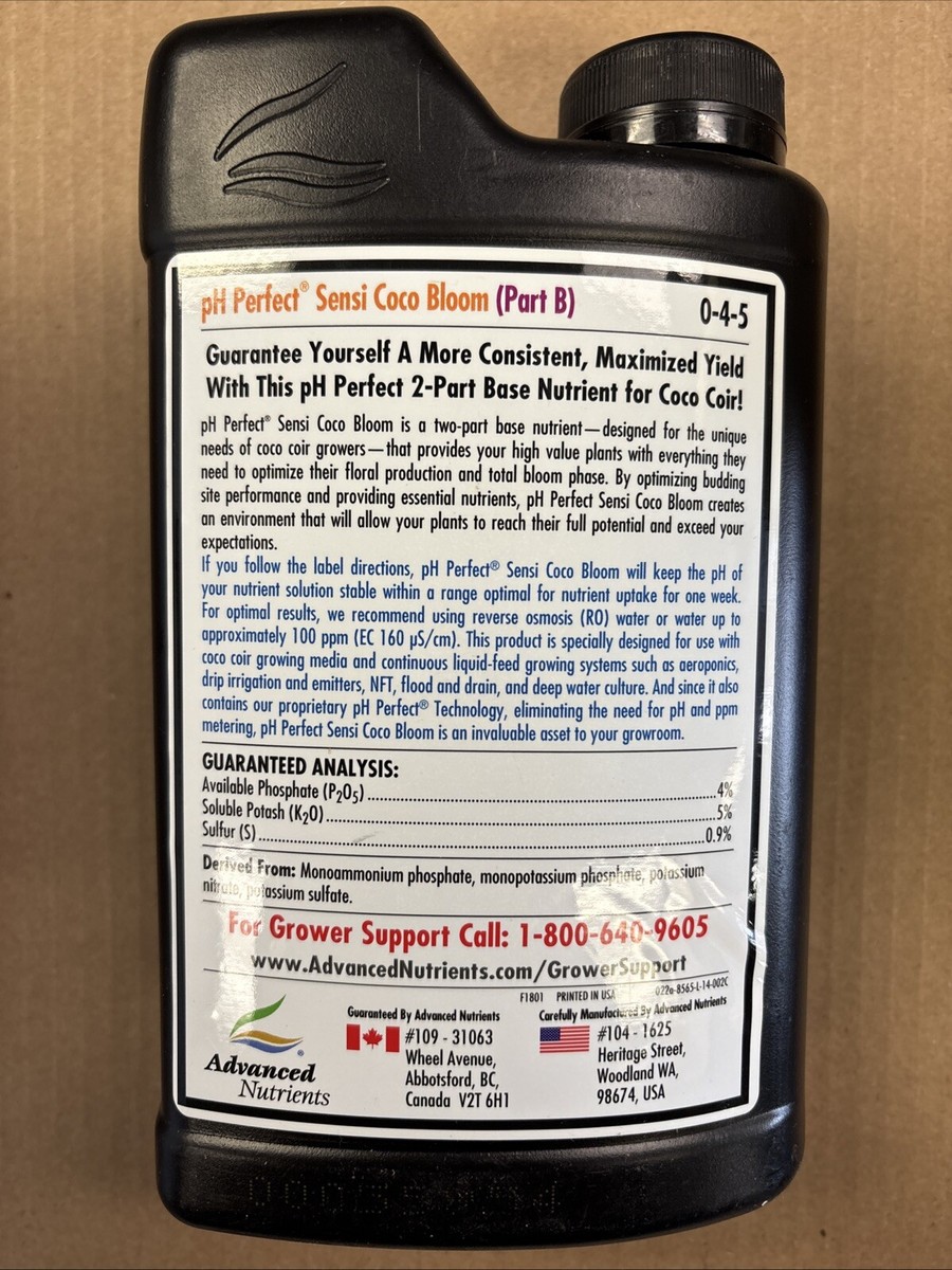 Advanced Nutrients pH Perfect Sensi Coco Bloom Part B 1L, 0-4-5 | eBay