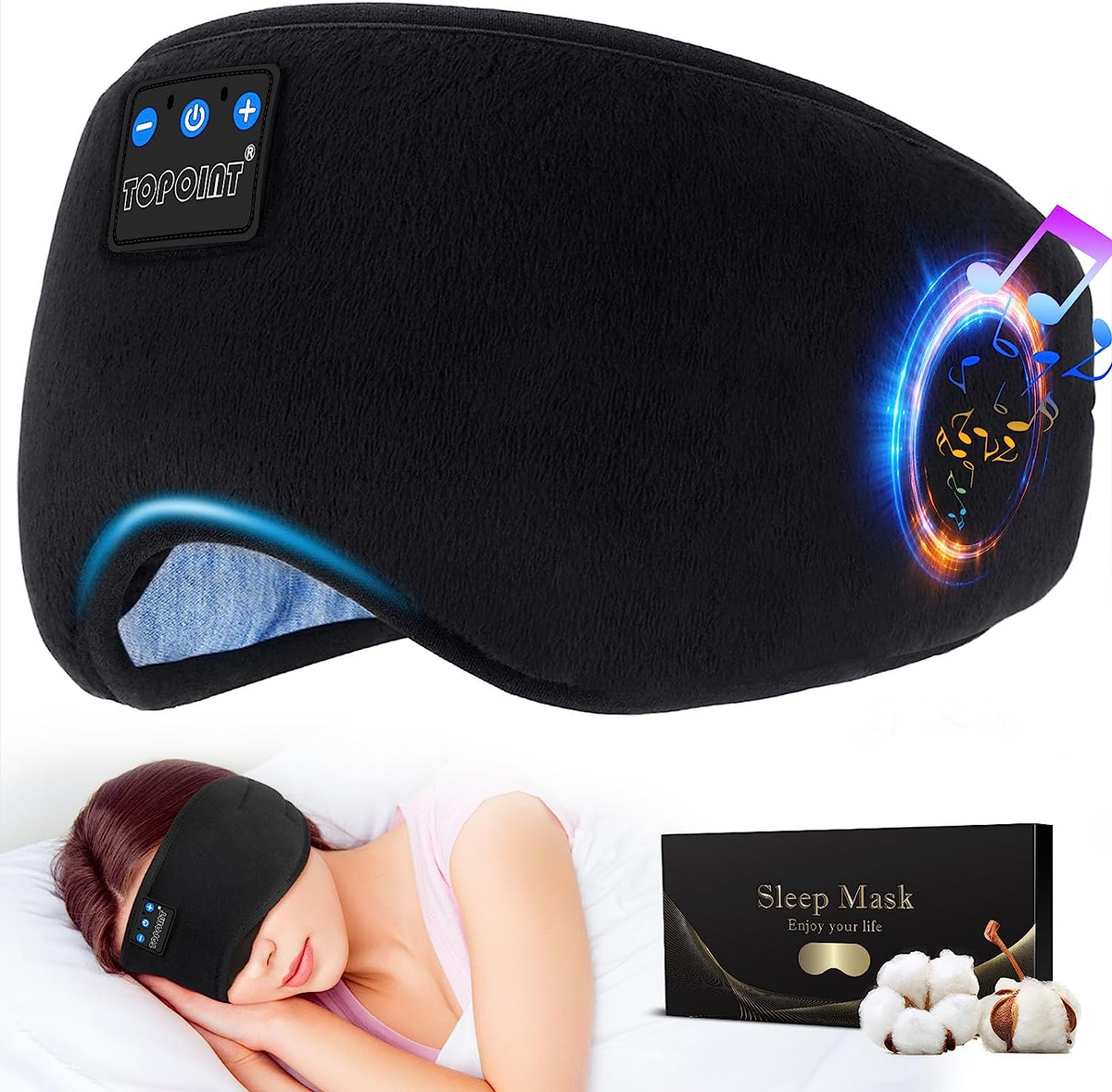 MEJOR Auriculares Inalambricos Mascara Para Dormir Musica Deportes