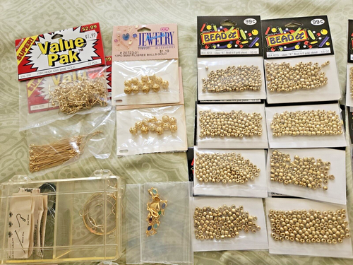 Large Lot Jewelry Making Supplies Goldtone Beads Findings Storage Boxes 4+ lbs - Picture 9 of 9