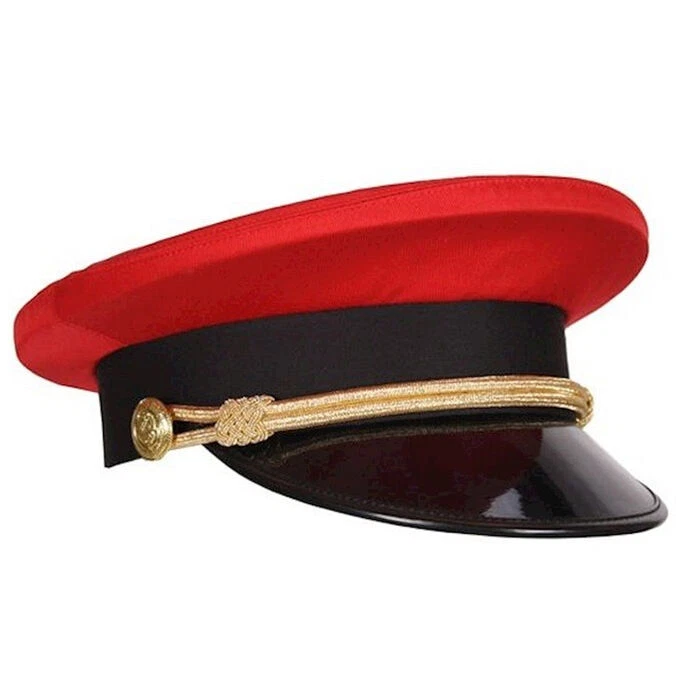 THETRU Chauffeur/Pförtner Hut Deluxe – Rot mit Schwarzem Schirm, Versch. KW 57-61