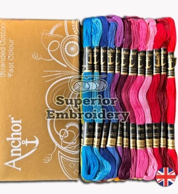 New 50 Anchor Cross Skeins Stitch Cotton Floss Embroidery Thread Assorted Colour