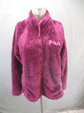 FILA Size L Womens Burgundy Full Zip Stand Collar Hi-Pile Athletic Jacket 847