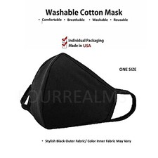 2Pcs Unisex Face Mask - Black Cotton Multi Layer Protect Reusable Washable USA