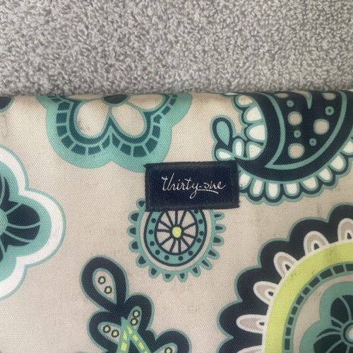 Thirty-One Organizer Tan Blue Paisley Tri-Fold I-Pad Tablet Portfolio Case - 第 2/10 張圖片
