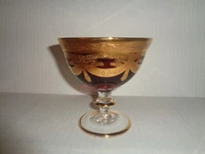 INTERGLASS Venice Super CRYSTAL RUBY RED SHERBET GLASS 24 k Murano