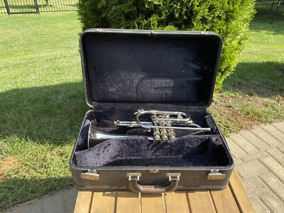 Vintage 1960's Silver Holton Galaxy Cornet With Original Case NICE