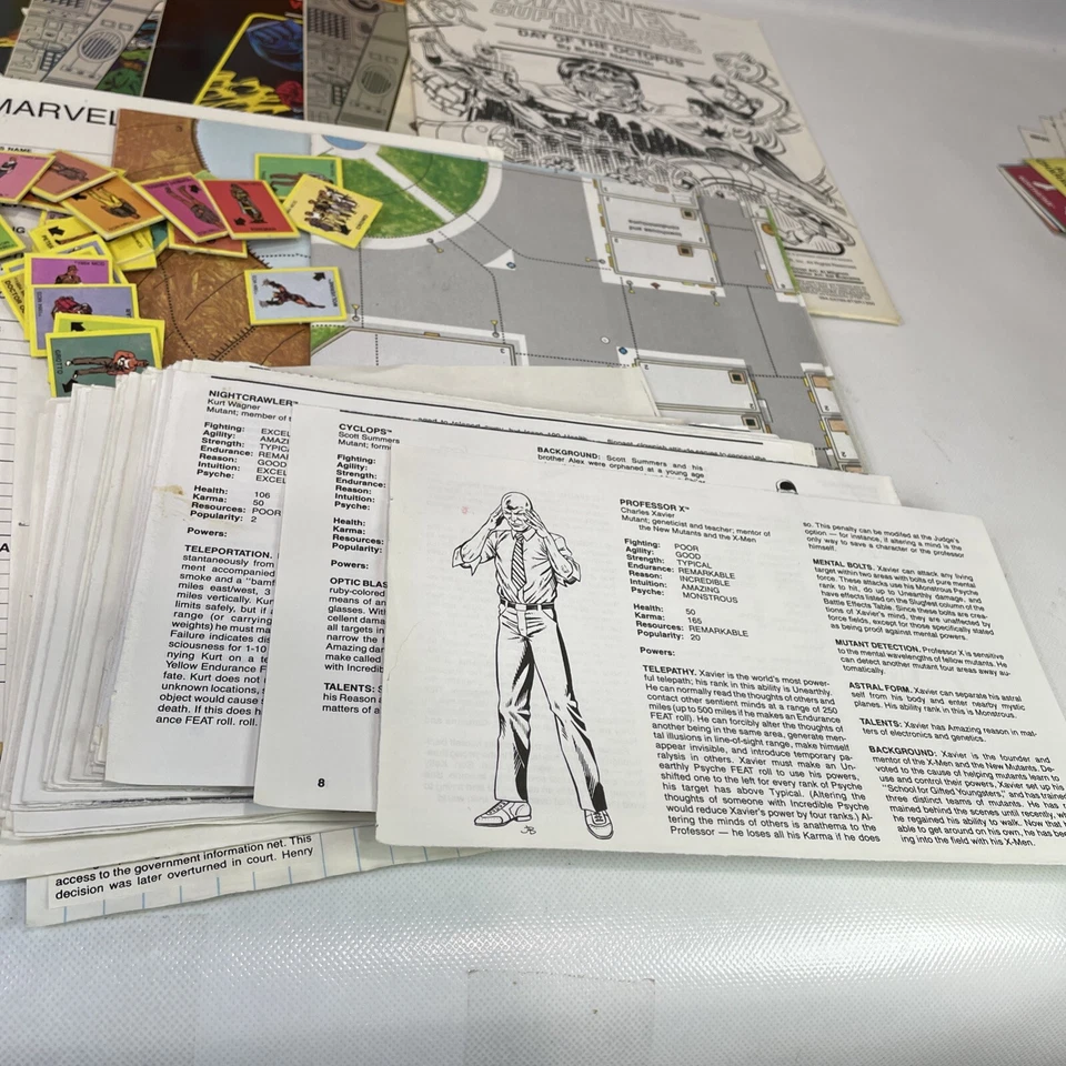 Lote masivo TSR Marvel Super Heroes RPG Set básico X-MEN módulos dados accesorios Foto 4 de 4