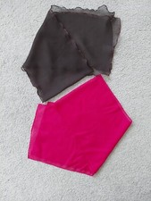 Vintage Sheer Long Scarves Lot 2 Brown  Fuschia
