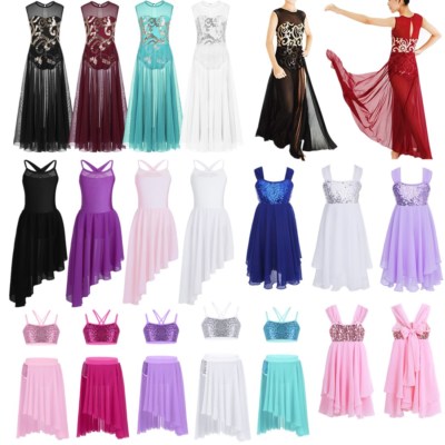Kinder Mädchen lyrisches Kleid Chiffonrock zeitgenössisch Ballett modern Tanzkostüm