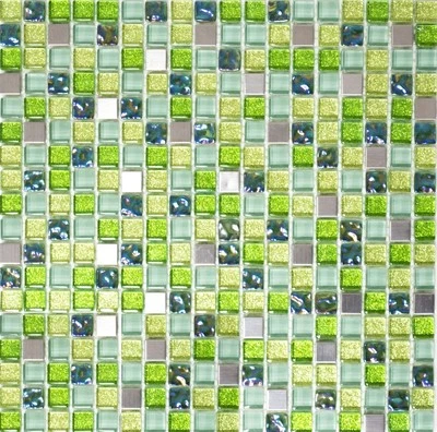 Pâte de Verre/Acier Vert Brique Murale Bain Cuisine Wc Mirroir 92-0506_F 10 - Photo 1/4