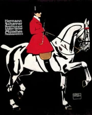 POSTER LADY HORSE RIDING ASIDE SIDESADDLE FASHION GERMAN VINTAGE REPRO FREE S/H