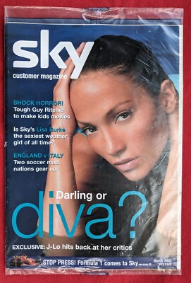 Sky TV Guide Mar 2002 Rare OOP J-Lo Star Trek J Bl Eng V It  New Polybag sealed 