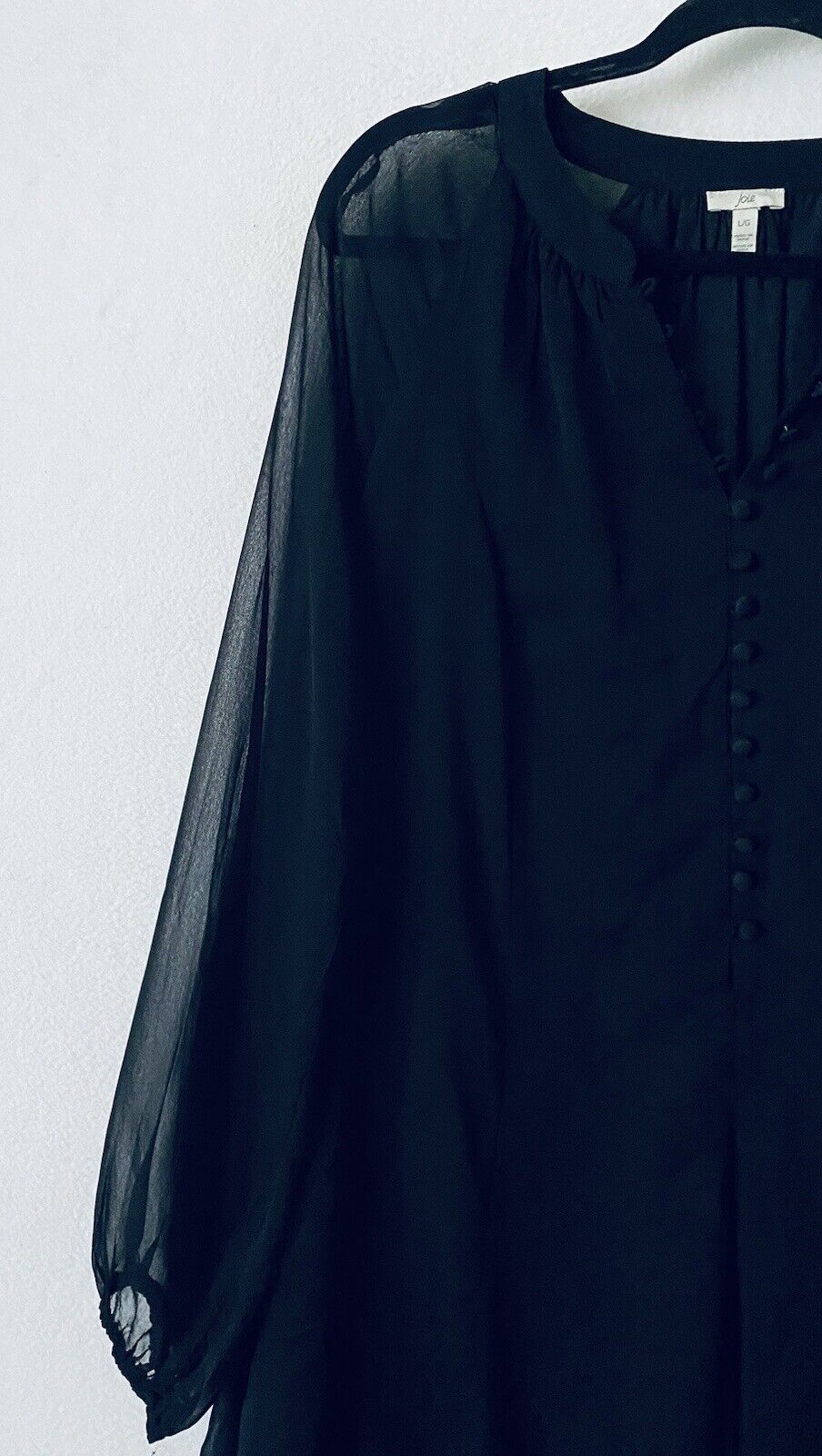 Joie Dress Womens Large Black Balloon Sleeve Chif… - image 2