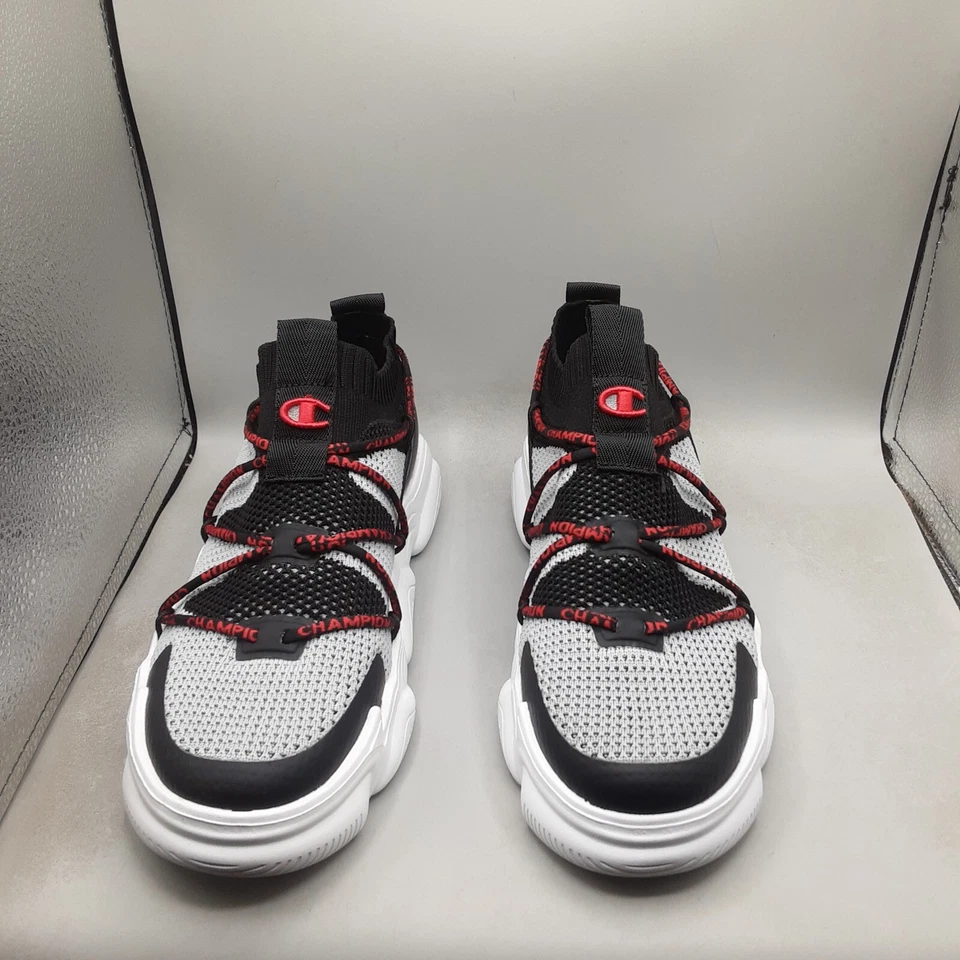 Zapatillas Champion Meloso Flux para niños 7 jóvenes grandes negras concreto rojo. D310 Foto 2 de 4