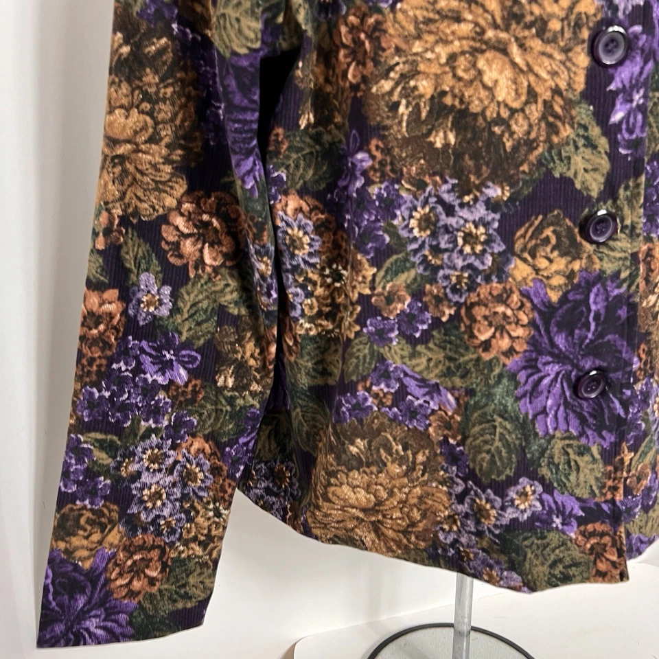 Chaqueta Briggs New York Para Mujer Grande Manga Larga Con Botones Ligera Floral Foto 3 de 4