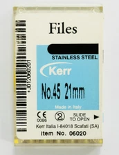 *6-Pieces* Kerr SybronEndo K-Files Hand Files Size-45 Length 21mm White 06020