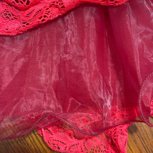 Windsor Red Lace Cocktail Dress Juniors Medium Off-Shoulder Curly Hem Prom Party - Picture 11 of 18