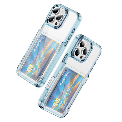 For iPhone 16 17 Pro Max 15 14 13 Slim Wallet Clear Case Card Holder Shockproof