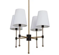 Park Harbor Black/Antique Brass 20"W 4-Light Empire Chandelier w/Tapered Shades