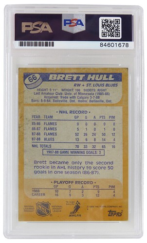 Brett Hull Autographed Blues 1988 Topps Rookie Card #66 - (PSA- Auto 10) - Picture 2 of 2