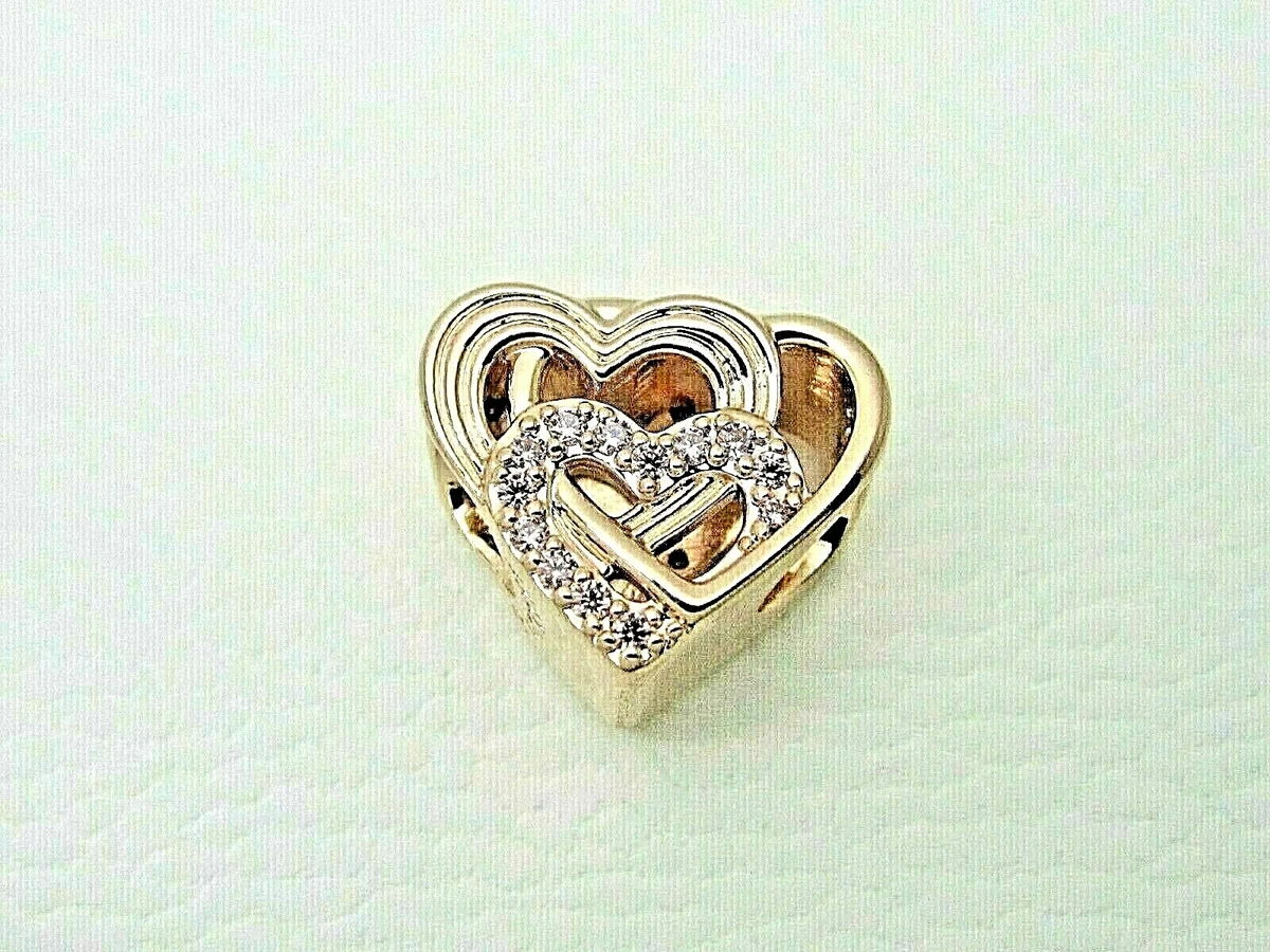 Authentic Pandora 789529C01 Intertwined Love Hearts Charm Rose