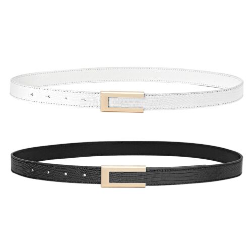 2 Pack Womens Skinny Leather Belts Waist Belt for Dresses Jeans Pants with Go...