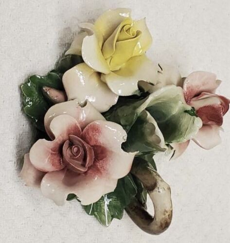Set 4 Portacandele Vintage Capodimonte Pezzi Floreali Porcellana Italiana - Foto 13 di 24