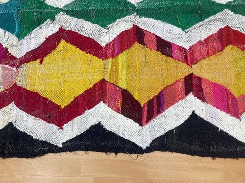 Geometric 5x7 Hand-Woven Recycled Clothing Rug Handmade Kilim Moroccan Carpet - Picture 10 of 14