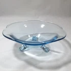 Vintage Fostoria Blue Azure Bowl Light Blue 3-Footed 1928-1939 Depression Glass