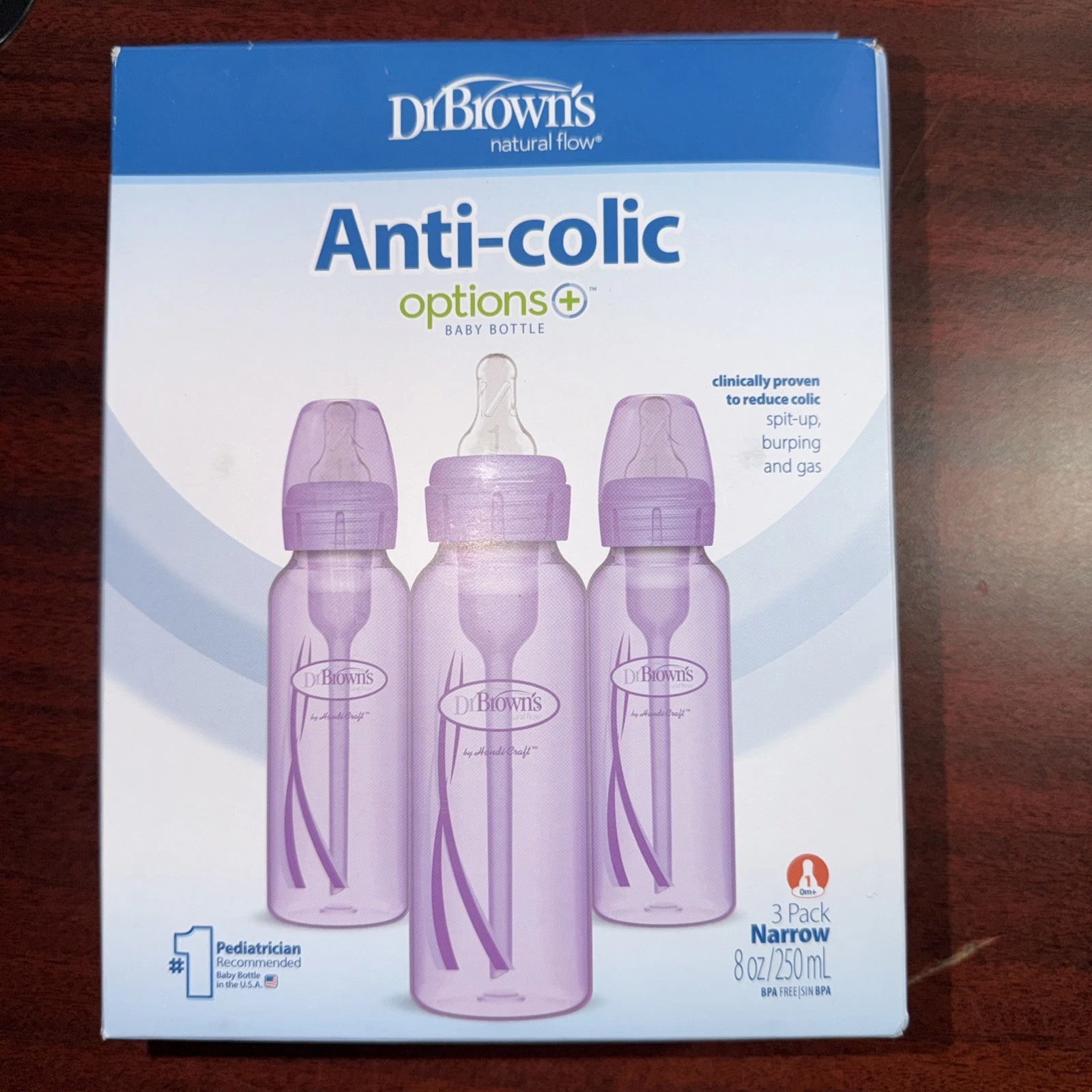 Dr. Brown’s Anti-Colic Narrow Neck Baby Bottle Set 3 Pack 8oz Purple BPA-Free
Opens in a new window 