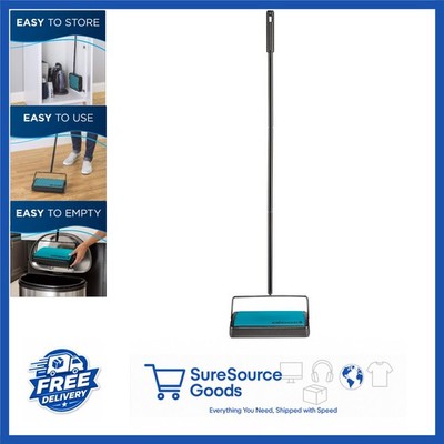 Easy Sweep Compact Carpet & Floor Sweeper 2484A Teal Lightweight Design