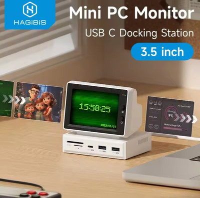 Hagibis 3,5 Zoll IPS Mini Bildschirm AIDA64 Mini PC CPU RAM HDD Daten Monitor Display