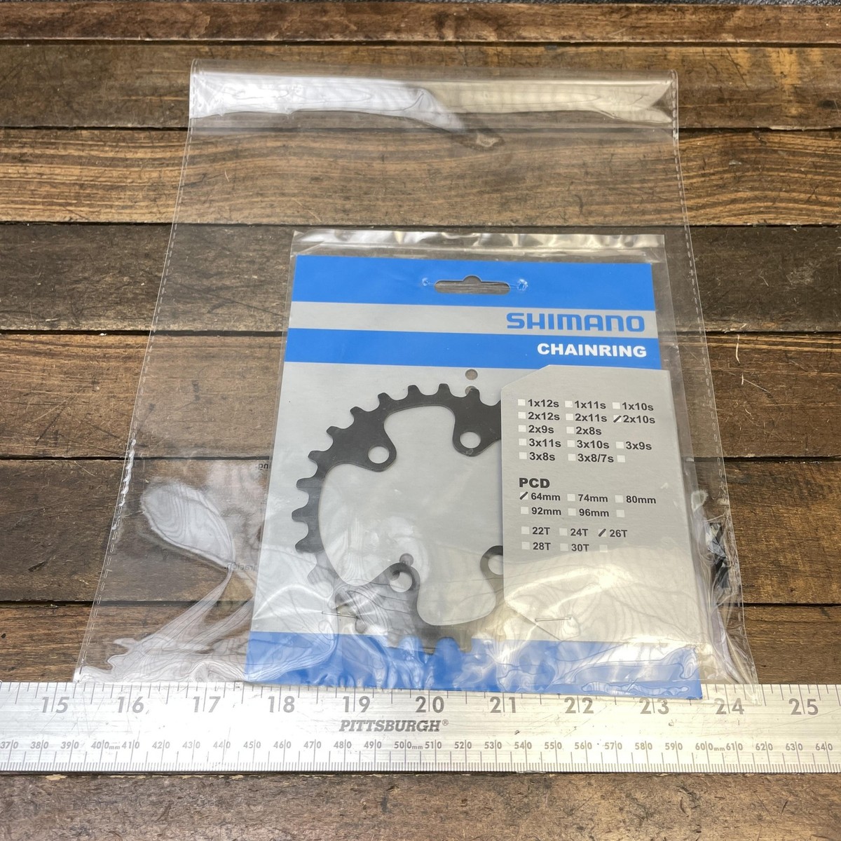 オールドMTBパーツ シマノDEORE Shimano 26T Chainring 64 BCD 4-Bolt Steel Asymmetric MTB Deore FC