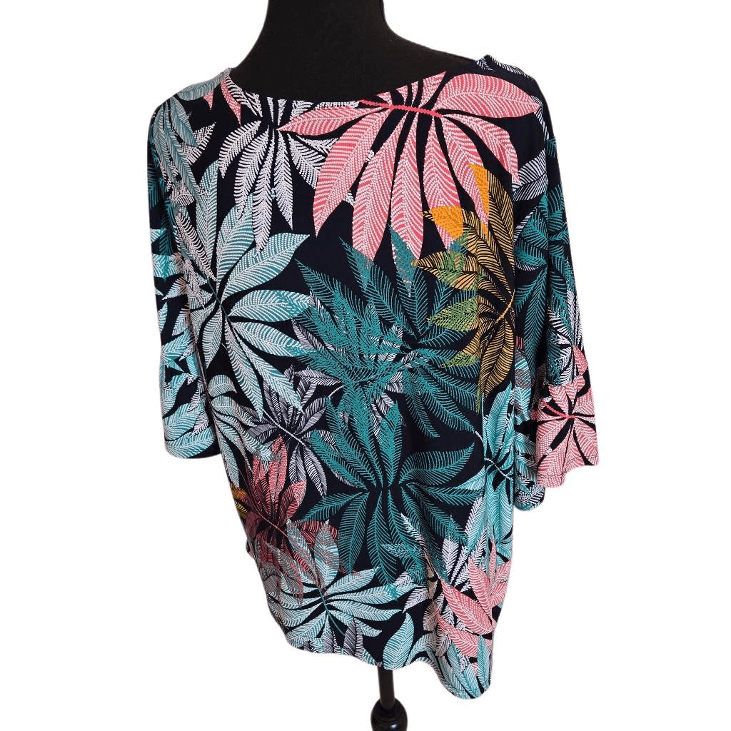 Ruby Rd Womens Tropical Leaf Pullover Side Tie Sh… - image 4