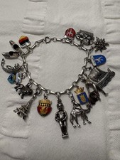 Vintage Sterling Silver 925/800 16 Charm Brac...