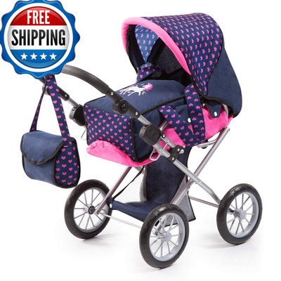 Bayer Baby Doll City Star Pram In Polka Dots Blue/Pink Baby Dolls Pretend Dress