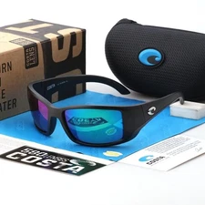 Costa Del Mar BLACKFIN Matte Black/ Green Mirror Polarized 580P Sunglasses