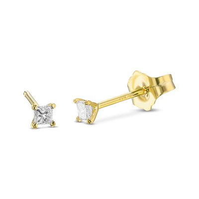 14K Gelbgold Ohrstecker mit 0,10 Ct Princess Cut Diamant, Ohrringe für Sie