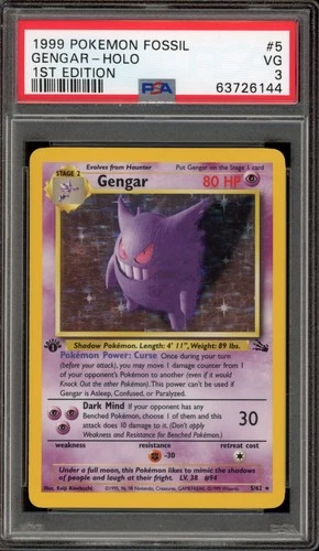 Pokemon Gengar Fossil 1st Edition Holo Rare #5 PSA 3