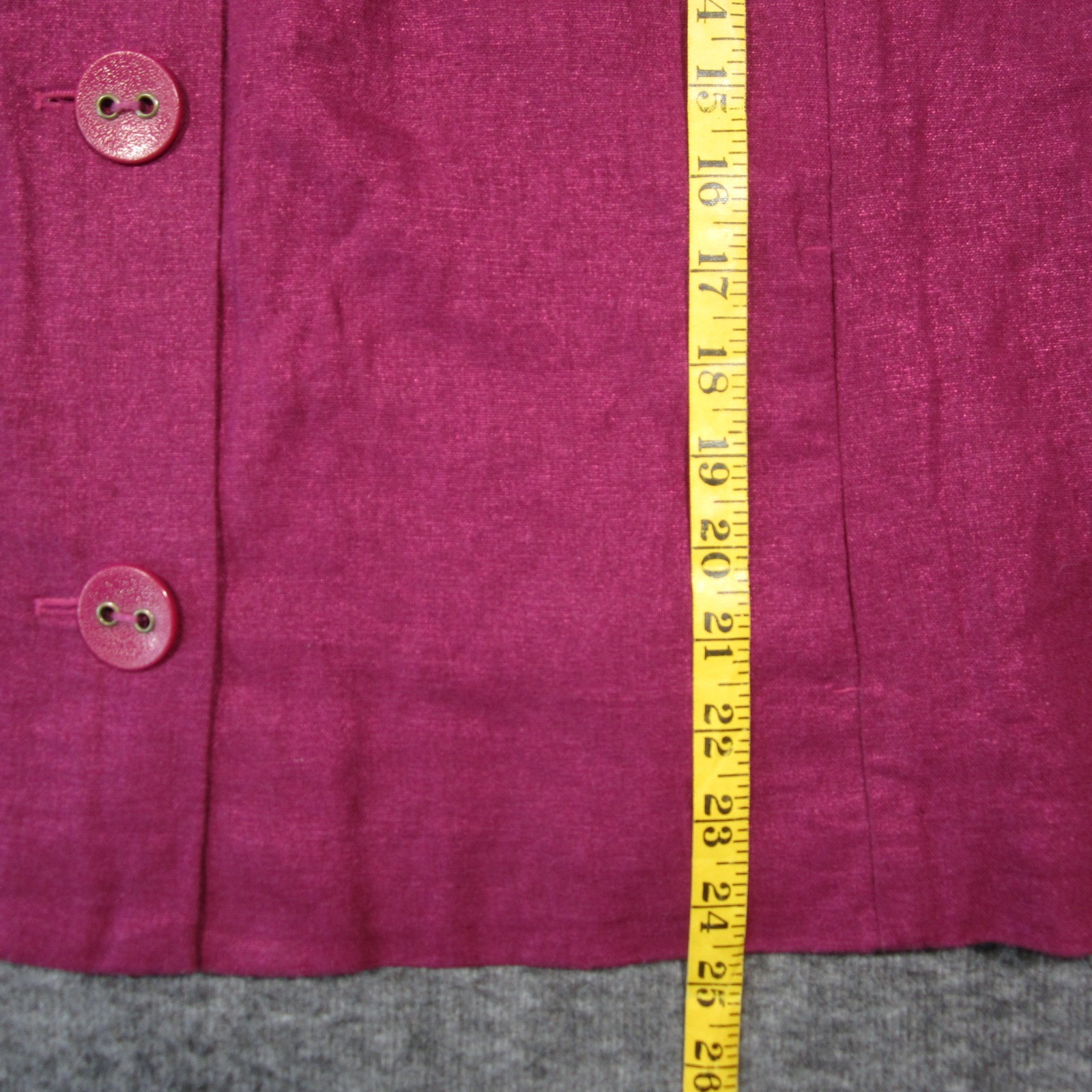 CJ Banks Linen Shirt 1X Fuchsia Button Up 3/4 Sleeve Pintuck Preppy Luxury Beach