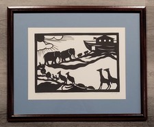 Limited Edition Silhouette Scissor Cut Art Print "Noah's Friends" by P.G. Wolf