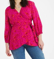 SIMPLY BE LADIES PINK ANIMAL PRINT CRINKLE WRAP TOP NEW SIZE 24 (ref 209) SALE