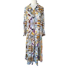 FP3 Anthropologie Flounced Abstract Maxi Dress XS Oversized Small Medium