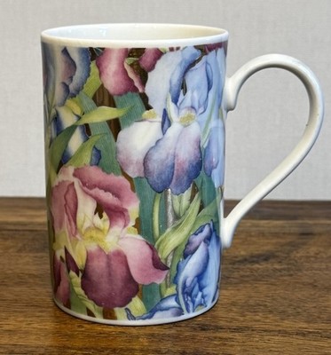 VTG Dunoon Scotland Porcelain Iris Coffee Mug Tea Cup Purple/Pink/Blue 4 