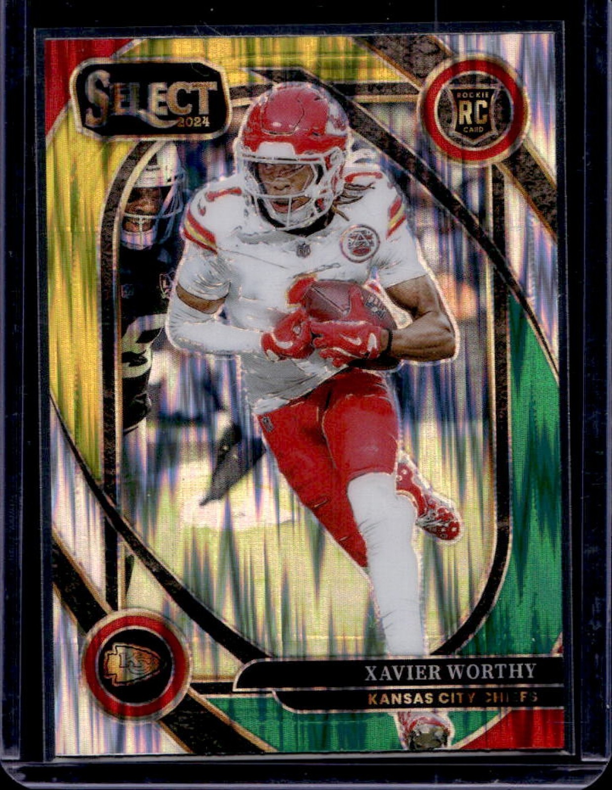 2024 Select Xavier Worthy Club RC Green and Yellow Prizm Shock #224 Chiefs