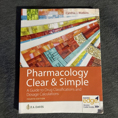 #ad Pharmacology Clear and Simple : A Guide to Drug Classifications and dosage cal $15.00