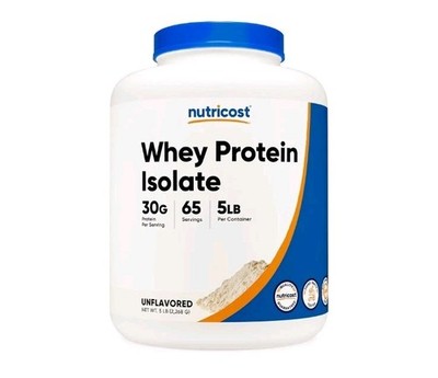 Nutricost Whey Protein Isolate (Unflavored) 5LBS - Protein Powder, Exp. 9/2028