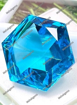 55 Ct Blue Topaz Hexagon Cut | Swiss Blue Loose Stone For Jewelry Making
