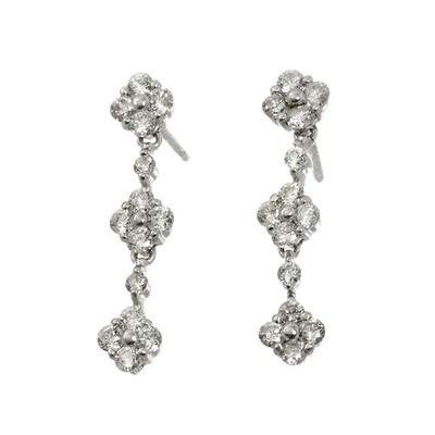 Diamond 0.50ct/0.50ct Earrings Pierced 18K K18 WG 750 90312185 | eBay