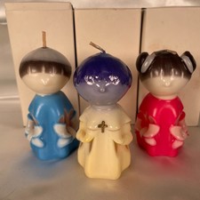 Vintage Japanese Candle Doll Handmade 3-Piece Set Rare 1990s